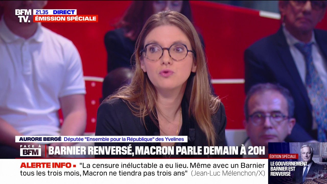 Gouvernement Barnier renversé: "Les députés de gauche ont menti pendant plusieurs semaines sur les conséquences de cette motion de censure", affirme Aurore Bergé (Ensemble)