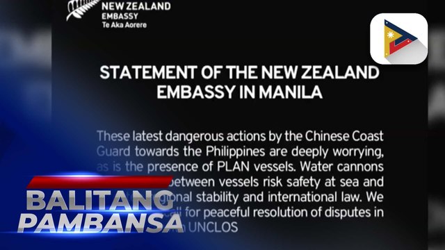 New Zealand, kinondena ang panibagong harassment ng CCG sa mga barko ng Pilipinas sa Bajo de Masinloc