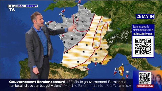Des conditions ensoleillées sur la Méditerranée et des précipitations dans le nord ouest