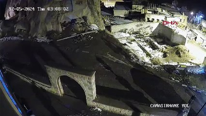 Kapadokya'da peribacası yıkıldı: O anlar kamerada