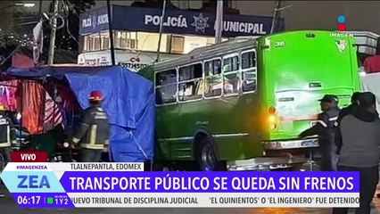 Conductor de camión pierde el control y se estrella contra un bazar navideño en Tlalnepantla