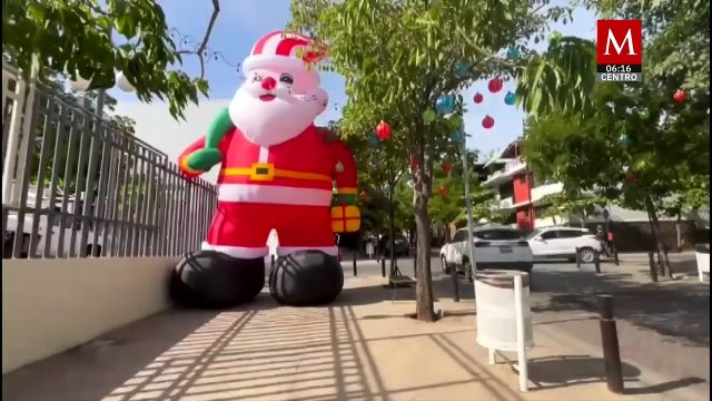 Instalan Santa Claus gigante en Sinaloa; buscan reactivar actividades nocturnas afectadas por la violencia