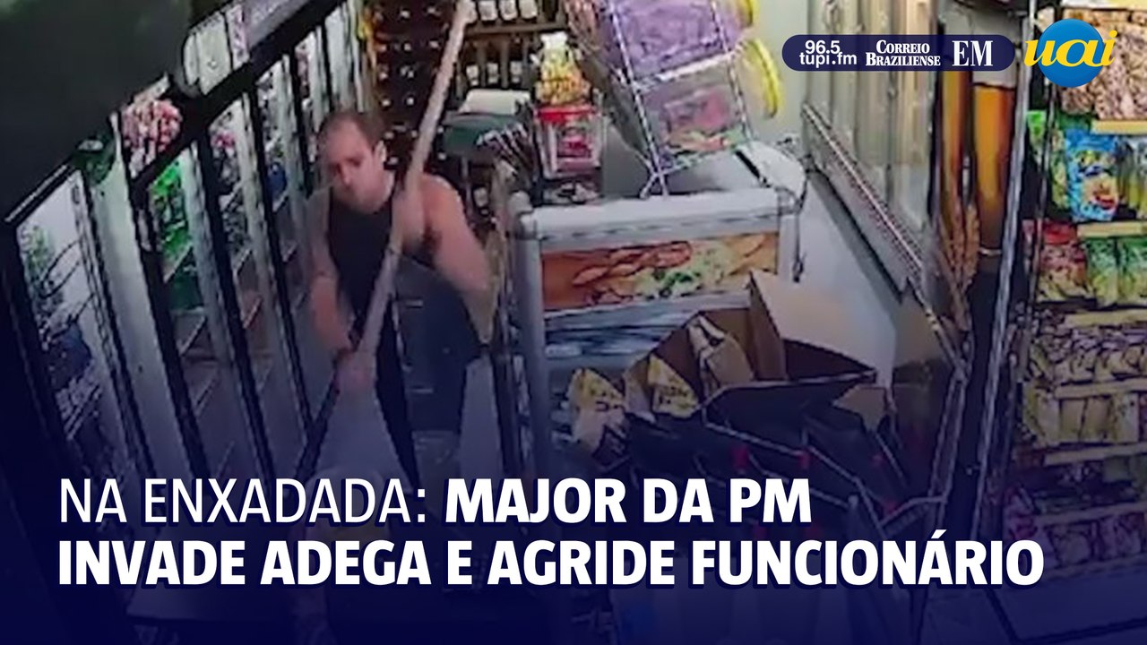 Major da PM invade adega e agride funcionário com cabo de enxada