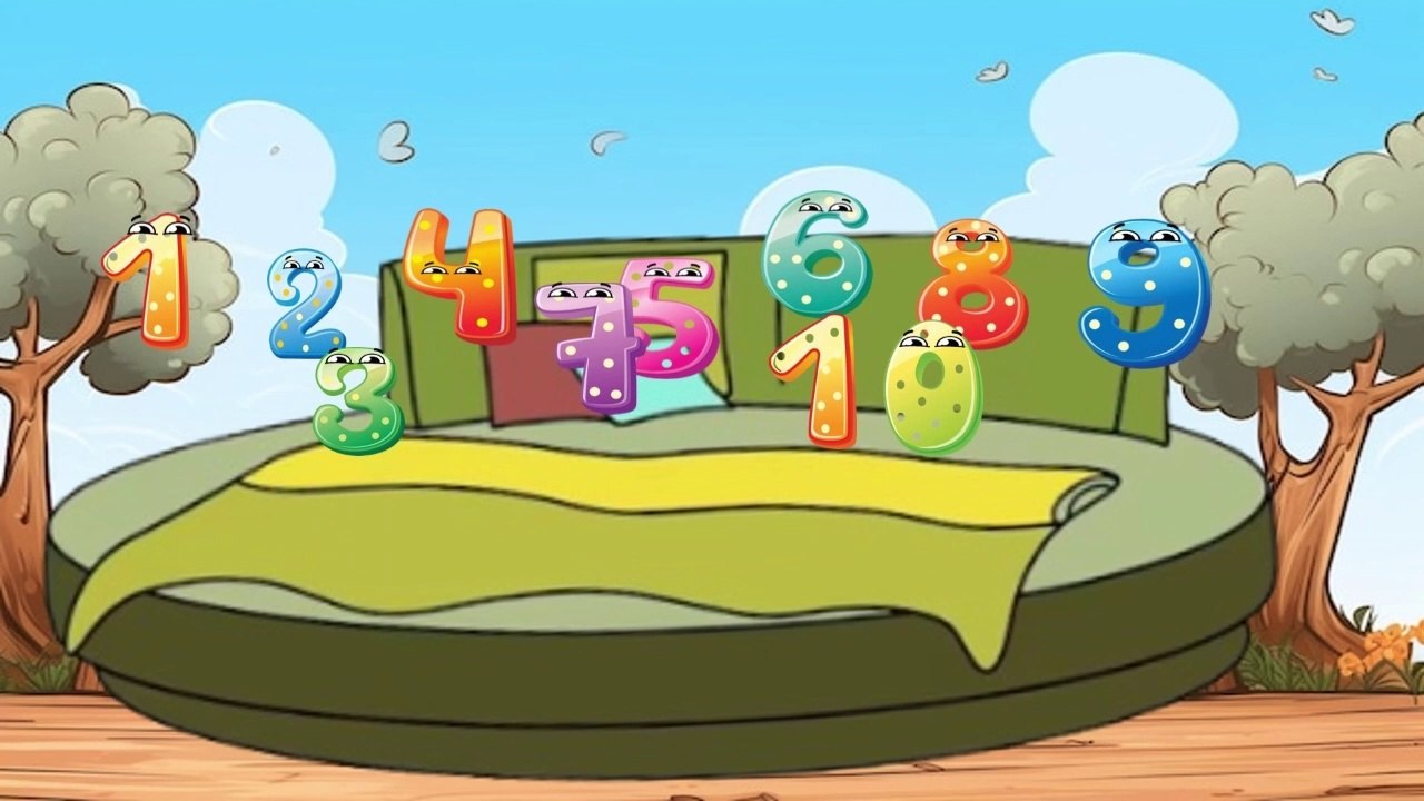 Ten Little Numbers Jumping On The Bed | Fruits Song For Kids | Learn ...
