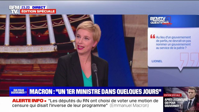 Coalition gouvernementale: Nous avons la légitimité à gouverner , affirme Clémentine Autain (députée Écologiste et social )