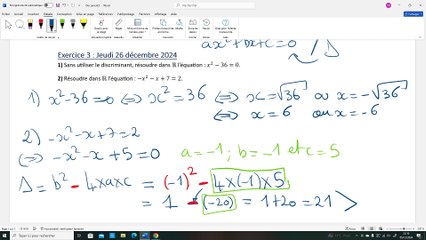 Exercice 3 : Un jour, deux équations du second degré