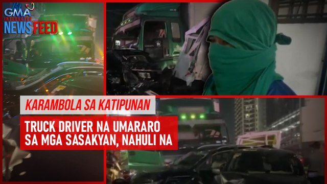 Karambola sa Katipunan – Truck driver na umararo sa mga sasakyan, nahuli na | GMA Integrated Newsfeed
