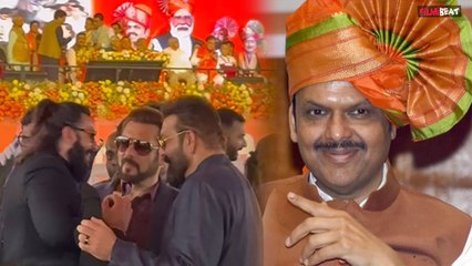 Devendra Fadnavis के शपथ ग्रहण में Salman Khan ने Sanjay Dutt और Ranveer को लगाया गले ! FilmiBeat