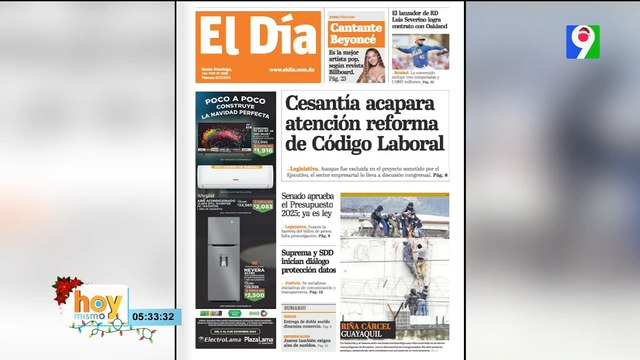 Titulares prensa dominicana viernes 06 de diciembre 2024 | Hoy Mismo