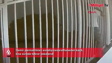 Demir parmaklıkları esnetip nezarethaneden kaçtı, kısa sürede tekrar yakalandı