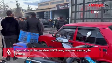 Tamircideki LPG’li araç bomba gibi patladı! Ortalık savaş alanına döndü