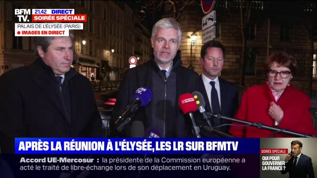 Laurent Wauquiez (LR) assure que son parti ne cédera pas à la facilité de la censure , sauf dans le cas d'un gouvernement mettant en œuvre le programme du NFP ou comportant des députés LFI