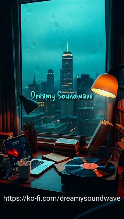 "Cozy Lofi Workspace with Stunning Urban Rain View 🌧️"