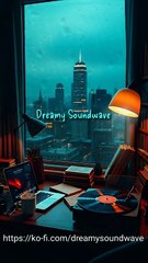 "Cozy Lofi Workspace with Stunning Urban Rain View 🌧️"