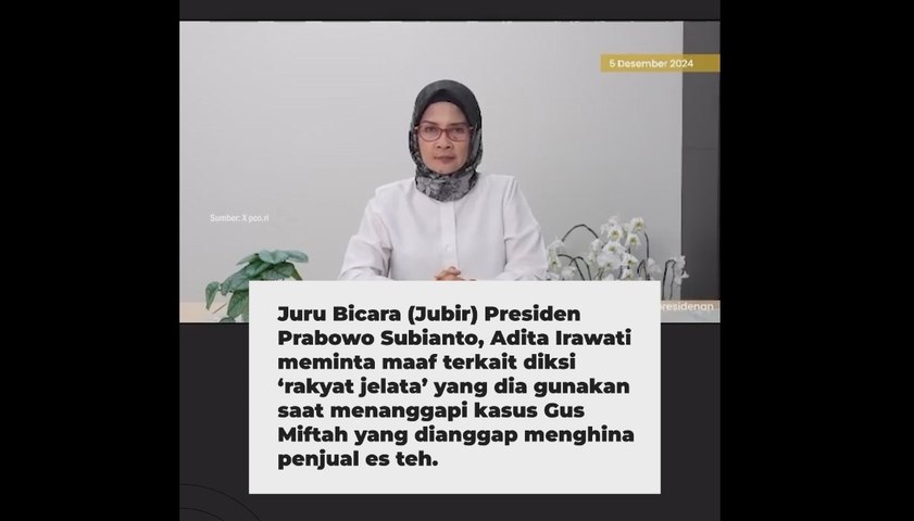 Jubir Presiden Adita Irawati Minta Maaf Gunakan Diksi Rakyat Jelata