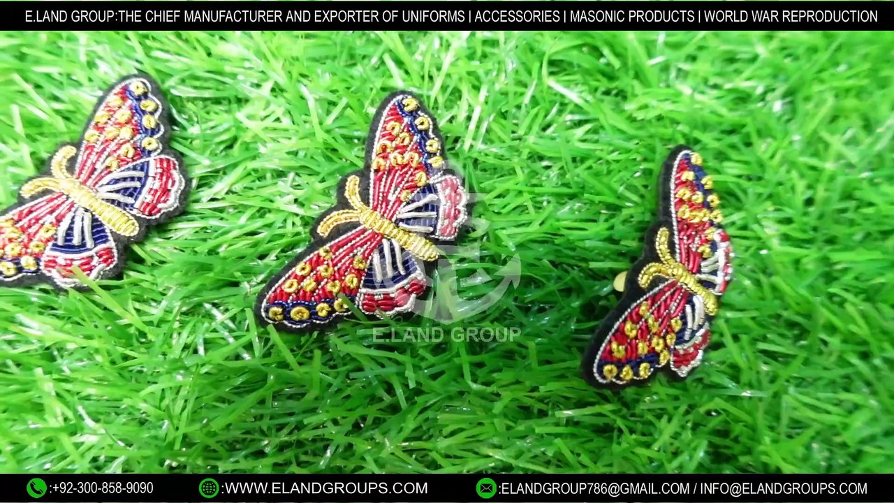 Butterfly Embroidered Brooch, Hand-embroidered brooch, Embroidered Brooch