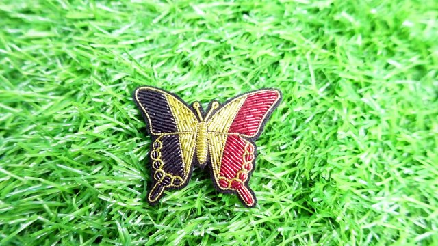 Handmade butterfly Brooch Bullion Wire, Butterfly Brooch Wholesale, Embroidered Patch