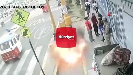 İnanılmaz görüntü! Kaldırımda yürürken hayatının şokunu yaşadı