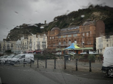 High winds at Hastings beach as Met Office issues weather warning for Storm Darragh