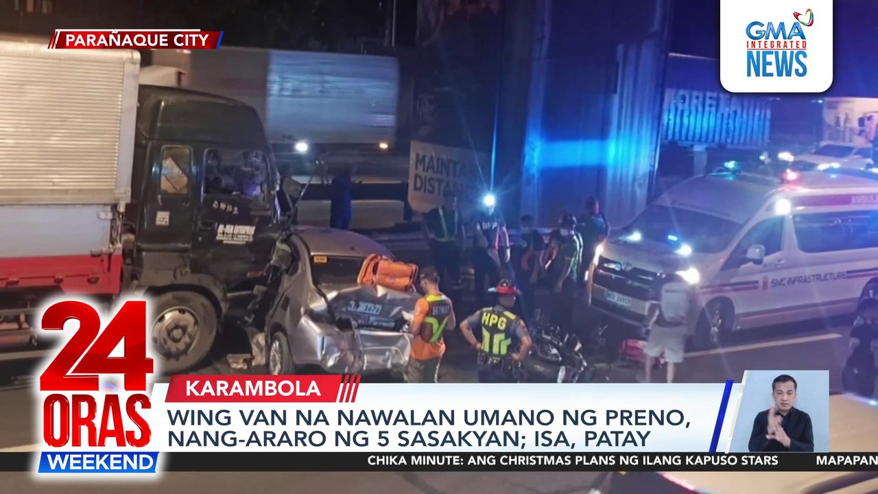 Wing van na nawalan umano ng preno, nang-araro ng 5 sasakyan; isa, patay | 24 Oras Weekend