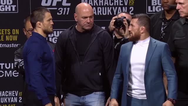 UFC 311 - Le premier face-à-face entre Dvalishvili et Nurmagomedov