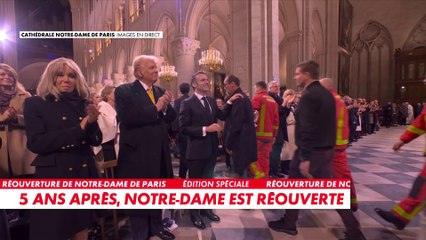 Réouverture de Notre-Dame : longue ovation pour les pompiers et les artisans-bâtisseurs