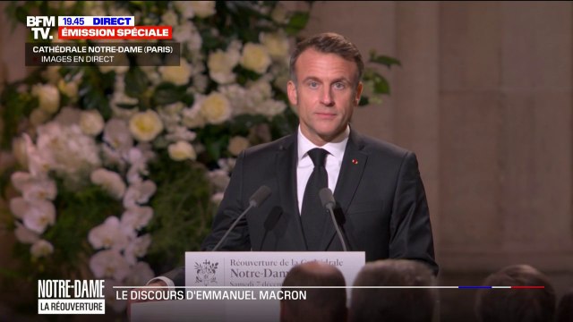 Emmanuel Macron exprime la gratitude de la Nation française aux rebatisseurs de la cathédrale Notre-Dame de Paris