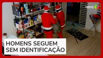 Novas imagens mostram a ação de criminosos vestidos de Papai Noel que furtaram loja em MG