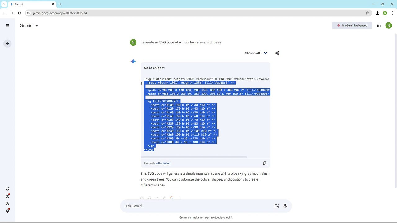 Google Gemini Course Section 18 SVG Code Generation