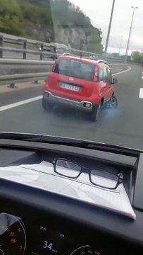 Driving badly damaged car on highway shocking video