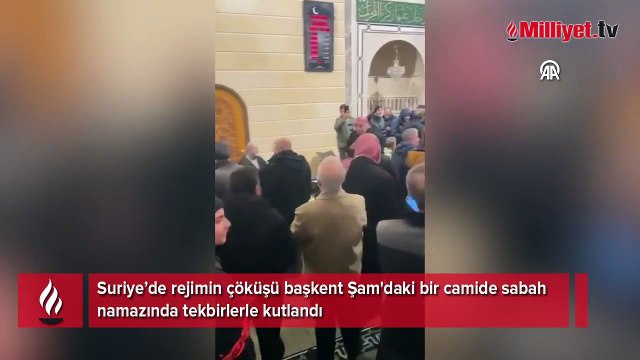 Rejimin çöküşü başkent Şam'daki bir camide sabah namazında tekbirlerle kutlandı