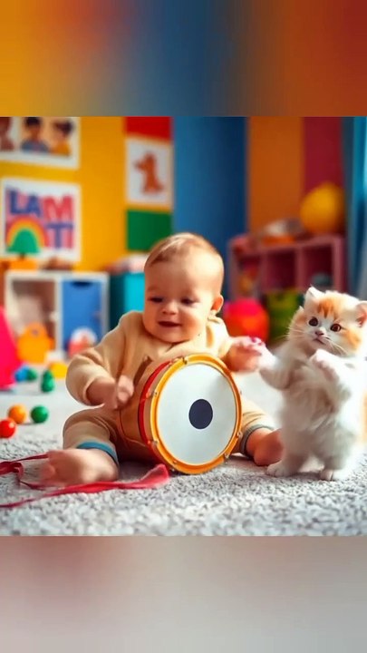 Cutebaby and kitten cat lovecats cats catvideos kittens princesscat  kitten cutebaby baby_v720P