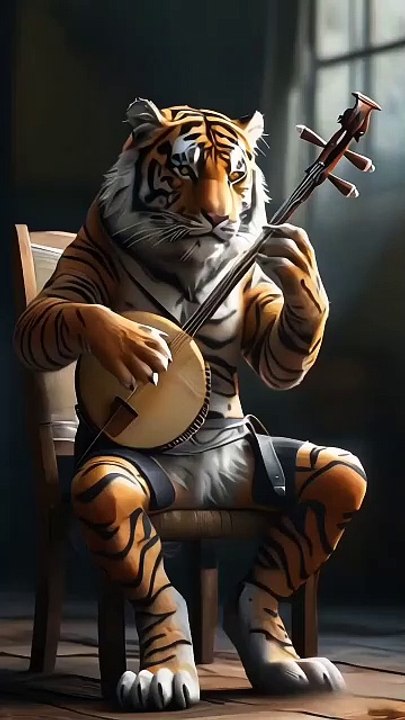 AI Tiger Playing Guitar