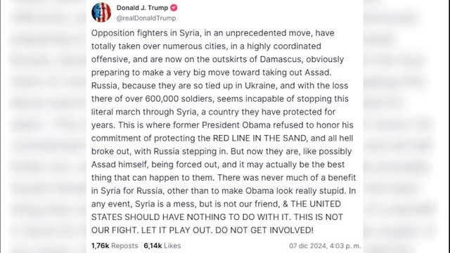 Trump se desentiende de la crisis en Siria ante el avance de rebeldes y yihadistas