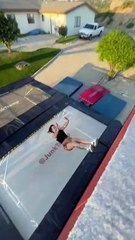 Woman makes an insane landing while training for the extreme sport called Trampwall!