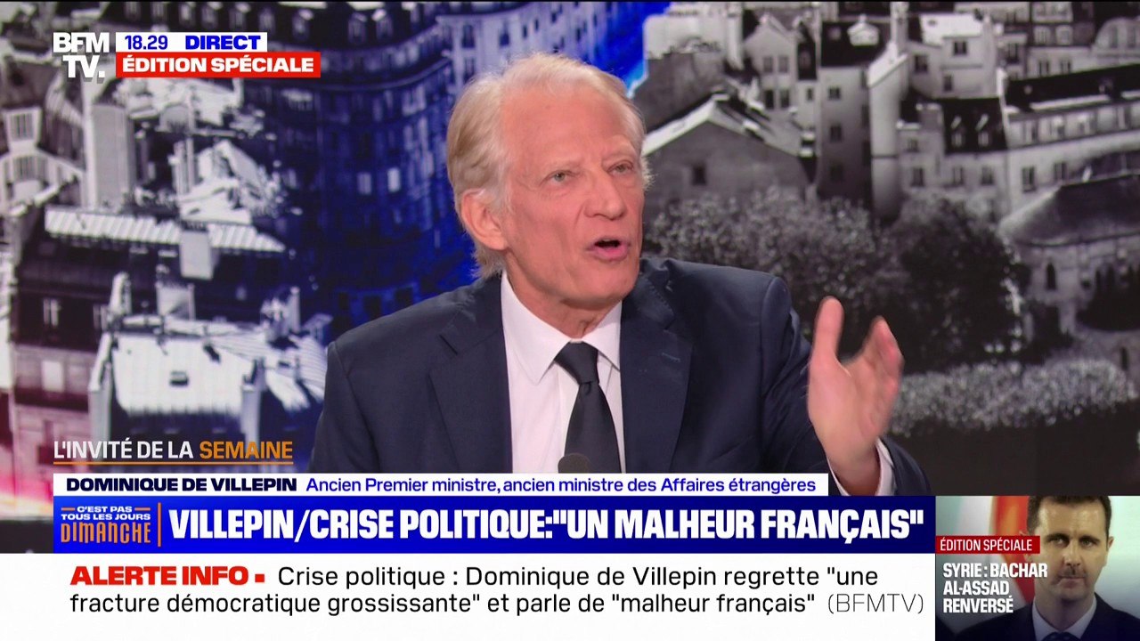 Dominique de Villepin, ancien Premier ministre, sur la crise politique en France: "Le président est dans une position de plus en plus fragile"