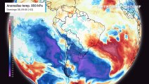 Anomalia de temperatura em 850 hPa realça as massas de ar que atuam nos próximos dias