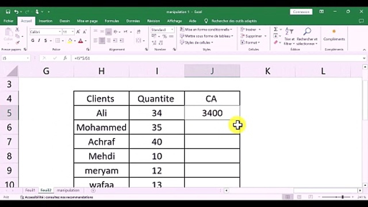 Les fondamentaux d'Excel : Créez et recopiez des formules complexes.