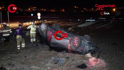 Araç takla attı, sürücü ortadan kayboldu!