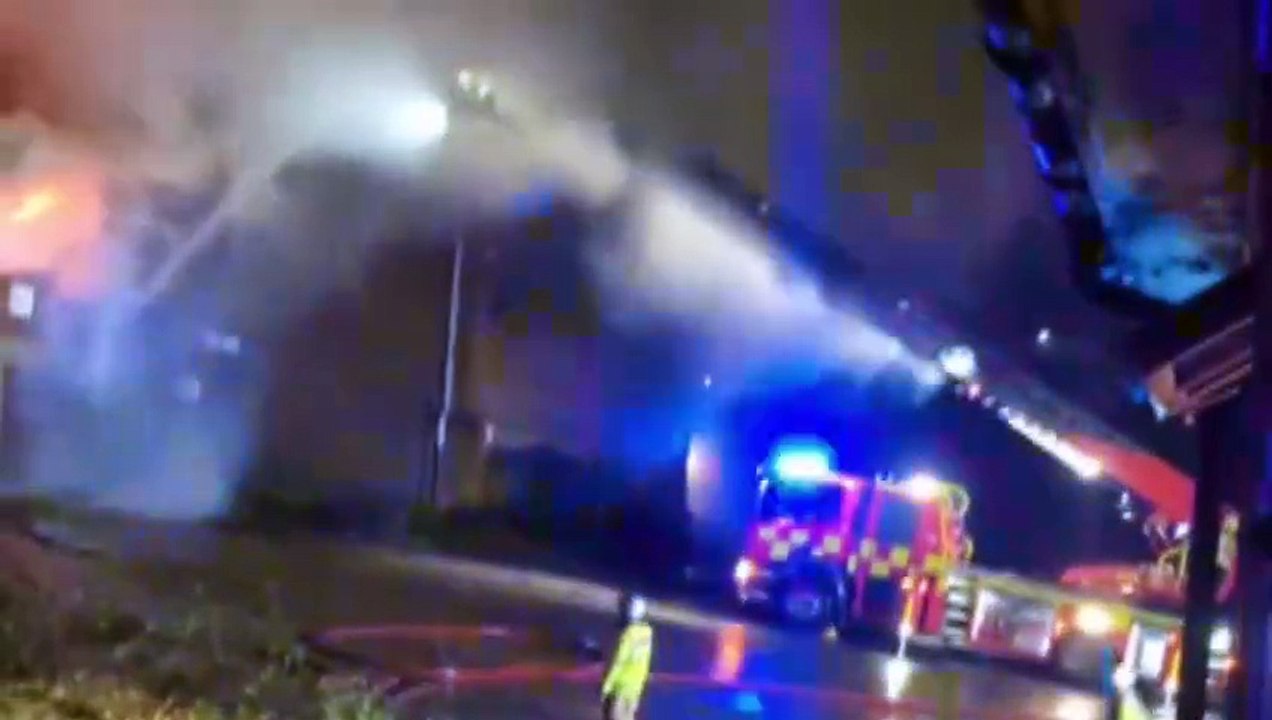Updated video shows Manor Social Club ablaze on City Road, as firefighters battle the flames