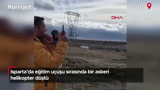 Isparta'da askeri helikopter düştü! Olay yerinden ilk görüntüler