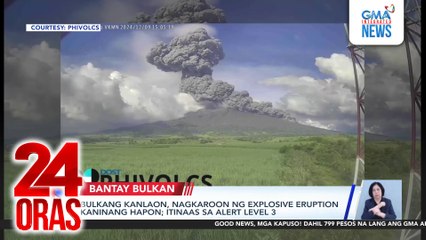 Bulkang Kanlaon, nagkaroon ng explosive eruption kaninang hapon; Itinaas sa Alert Level 3 | 24 Oras