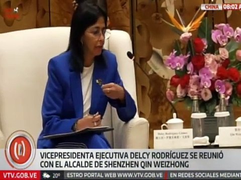 Vpdta. Delcy Rodríguez sostuvo encuentro con el alcalde de Shenzhen Qin Weizhong