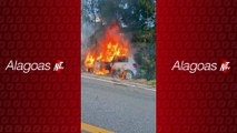 Acidente em Passo de Camaragibe: Carro bate em árvore e incendeia