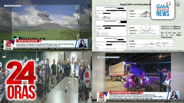 24 Oras: (Part 1) Pagputok ng Bulkang Kanlaon; Mahigit 400 pangalang tumanggap ng confi funds mula DepEd pero walang record sa PSA; Impeachment complaits vs. VP Duterte; Mga bagong batas na nilagdaan ni PBBM, atbp.
