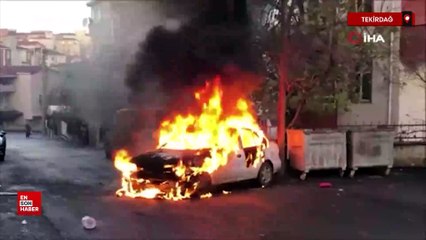 Tekirdağ'da park ettiği otomobil alev topuna döndü