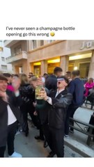I've never seen a champagne bottle opening go this wrong