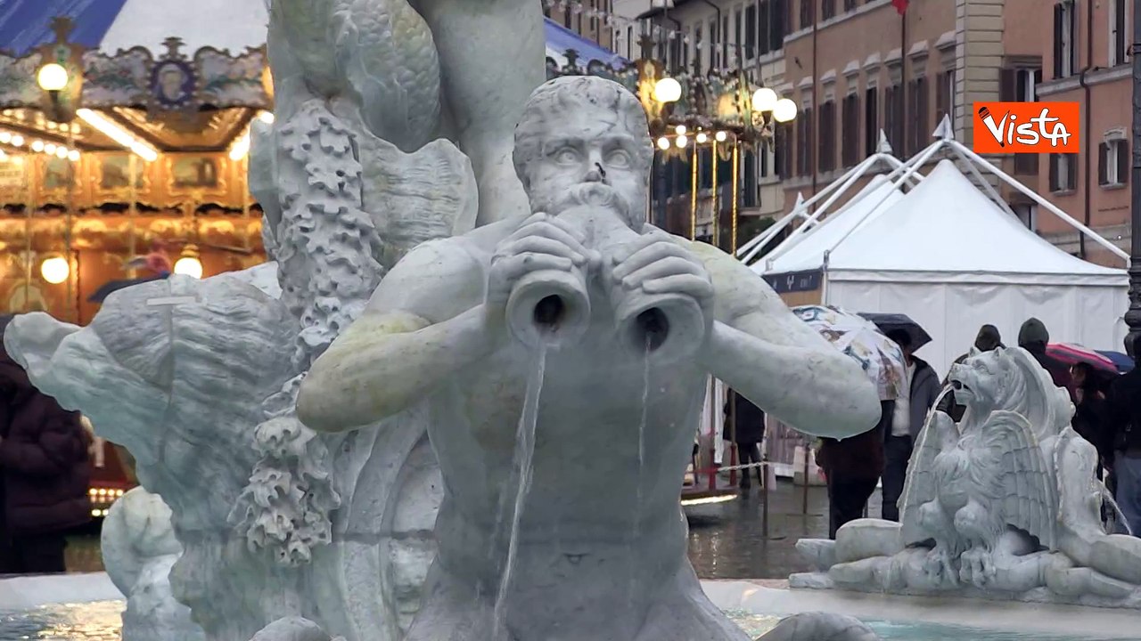 Riaperte al pubblico dopo il restauro le due fontane laterali di piazza Navona a Roma