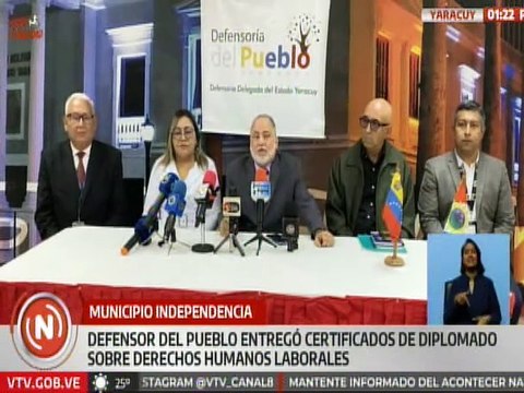 Defensoría del Pueblo entregó certificados sobre Derechos Humanos Laborales en el estado Yaracuy