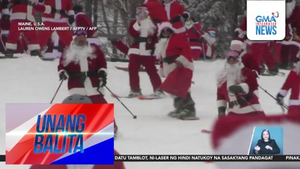Mahigit 300 nagbihis-Santa, nag-ski para sa charity | Unang Balita